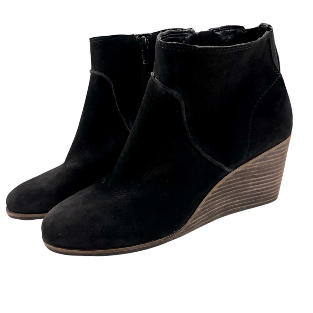 Lucky Brand Zanta Wedge Ankle Bootie Memory Foam Insole Comfortable Design Chic
